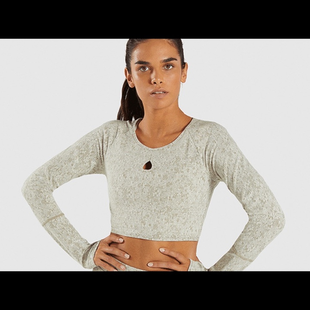 Gymshark Fleur khaki green long sleeve crop